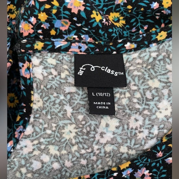 Floral Ruffle Sleeve Dress Multicolor Boho Cottagecore Art Class Girls L (10/12) - Picture 3 of 7